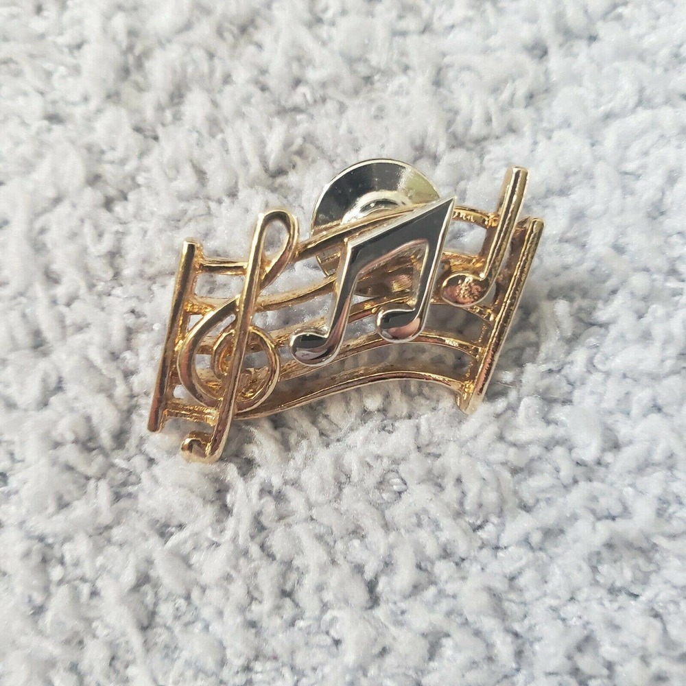 Unsigned Avon 1983 Musical Staff Convertible Musical Note Tack Pin
